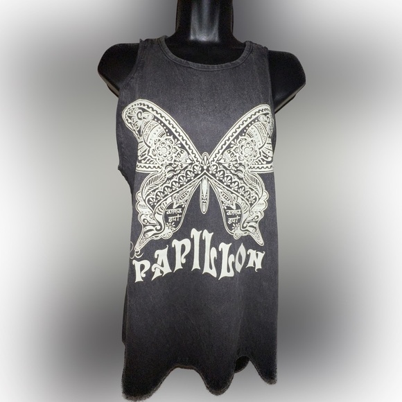 O’Neill Anna Sui flutter Tank Top Distressed Black Women, Size Small - Picture 1 of 7